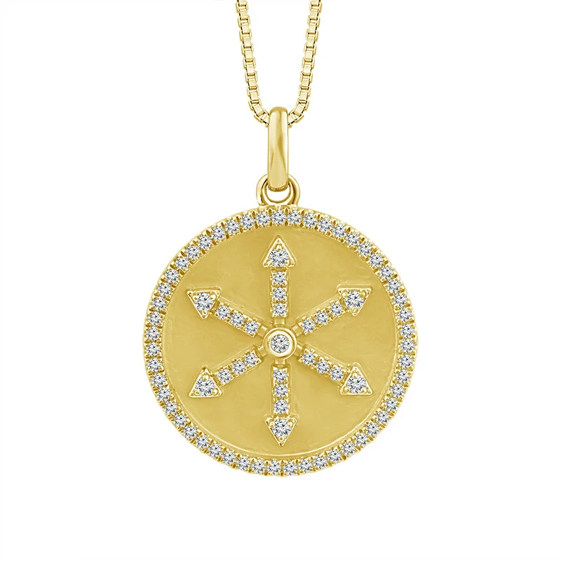 10K Yellow Gold Diamond Snowflake Medallion Necklace