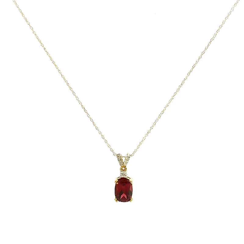 10K Yellow Gold Garnet and Diamond Necklace