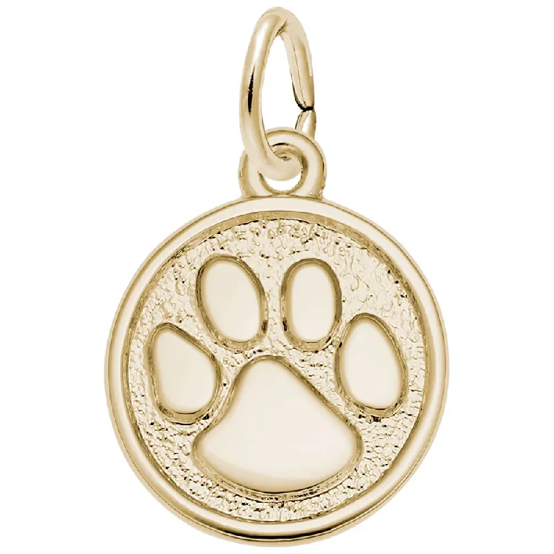 10K Yellow Gold Paw Print Charm