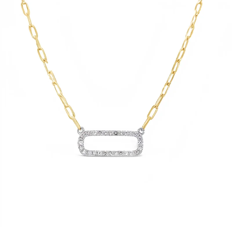 14K Paper Clip Diamond Station Necklace