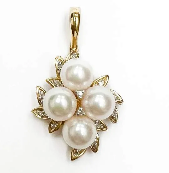 14K PEARL DIAMOND PENDANT