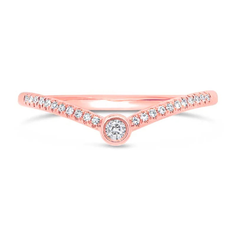 14k Rose Gold Diamond V Band