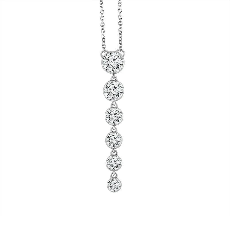 14K White Gold 1.20ctw Lab Grown Graduated Diamond SkySet Necklace