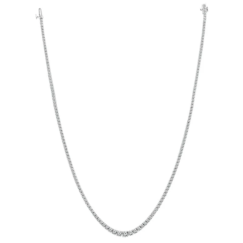 14K White Gold 15ctw Lab Grown Diamond Riviera Tennis Necklace (17")