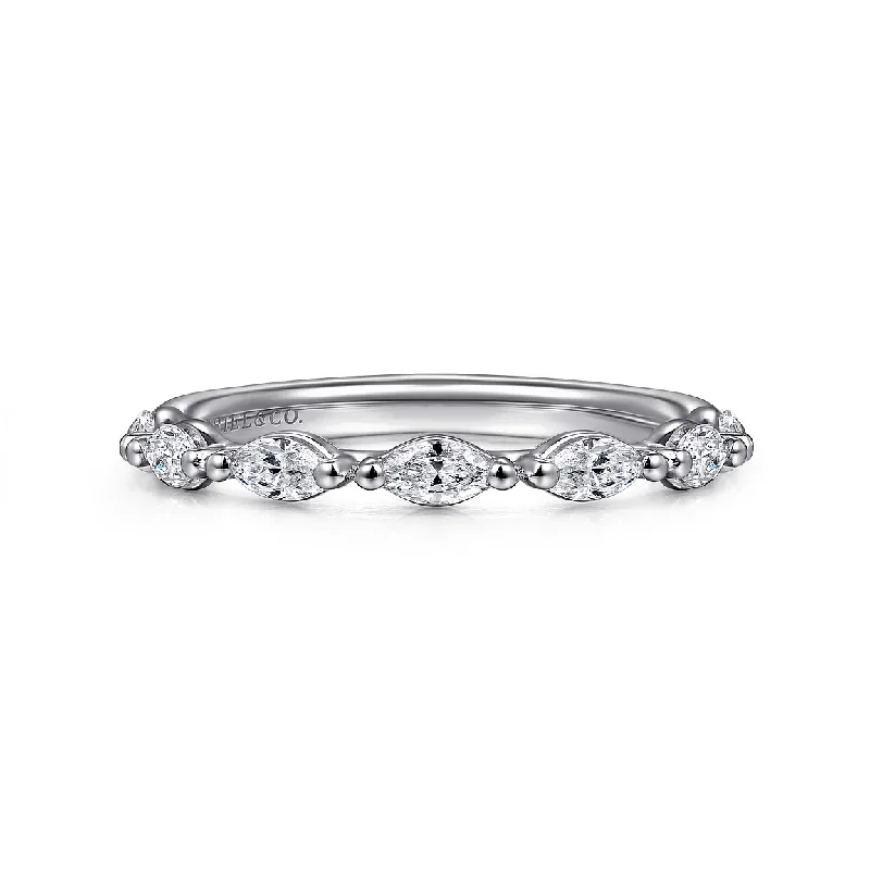 14K White Gold Diamond Marquise Anniversary Band