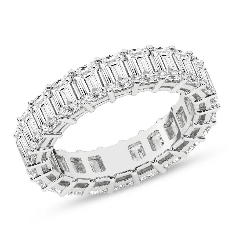 14K White Gold Lab Grown Emerald Cut Diamond Eternity Band