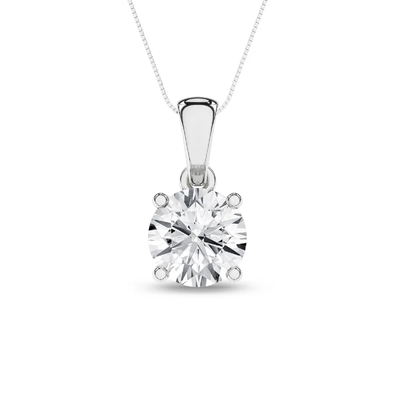 14K White Gold Lab Grown 1.02ct Round Diamond Necklace