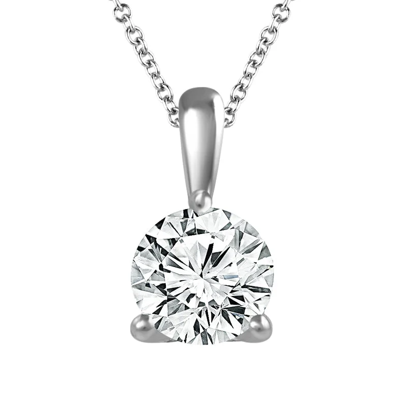 14K White Gold Solitaire 1/2ct Natural Diamond Pendant