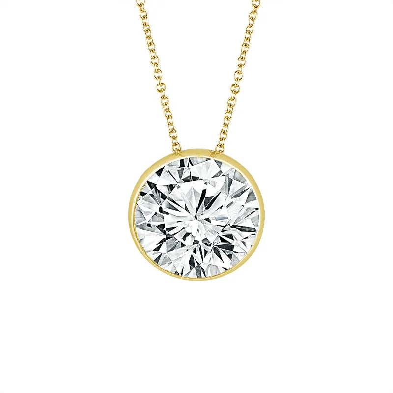 14K Yellow Gold 1/2ct Lab Grown Round Diamond SkySet Necklace