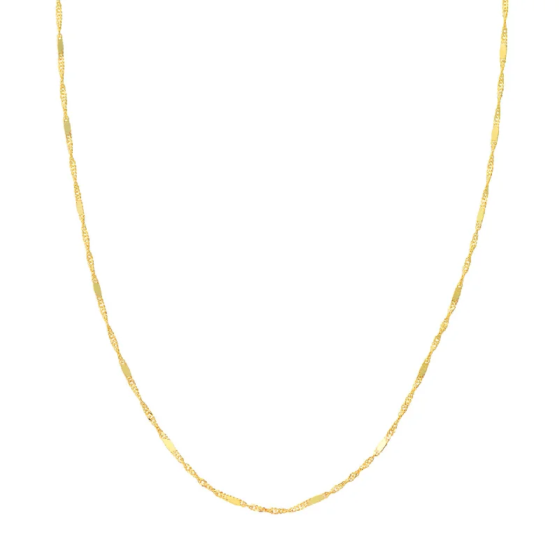 14K Yellow Gold 18" Flat Station Singapore Chain