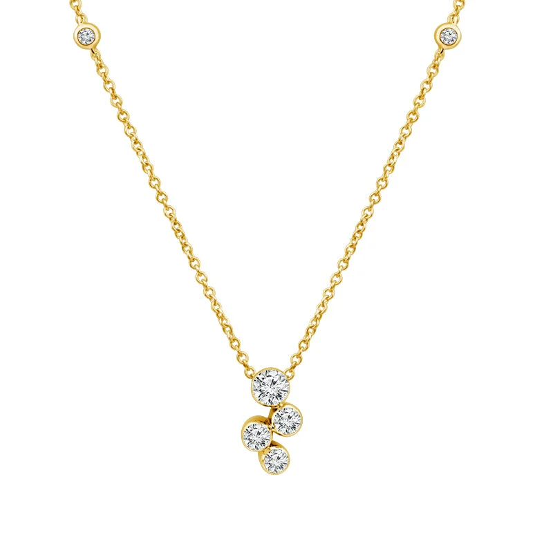 14K Yellow Gold 3/4ctw Lab Grown Diamond Bubbles SkySet Necklace