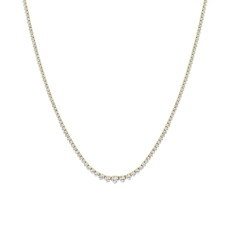 14K Yellow Gold 5ctw Graduated Diamond Tennis Necklace