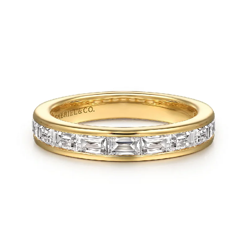 14K Yellow Gold Channel Set Baguette Diamond Anniversary Band