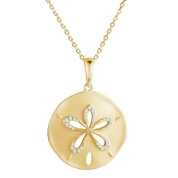 14K Yellow Gold Diamond Sand Dollar Pendant