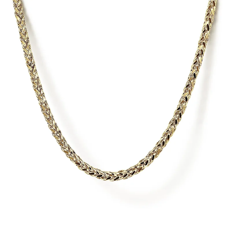 14K Yellow Gold Mens Wheat Chain Necklace