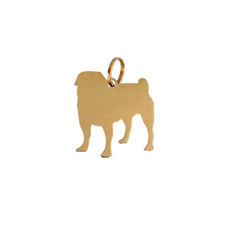 14K Yellow Gold Pug Dog Silhouette Charm