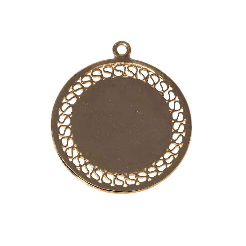 14K Yellow Gold XL Filigree Disc Charm