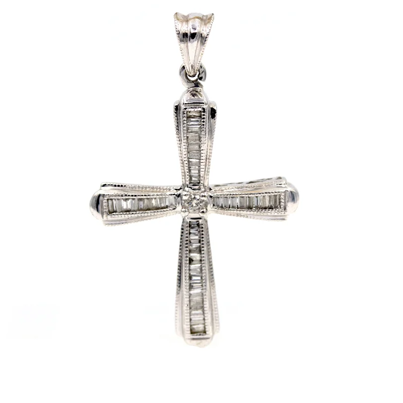 14KW ~0.50 CTW CHANNEL SET BAGUETTE CROSS 41 DIAMONDS