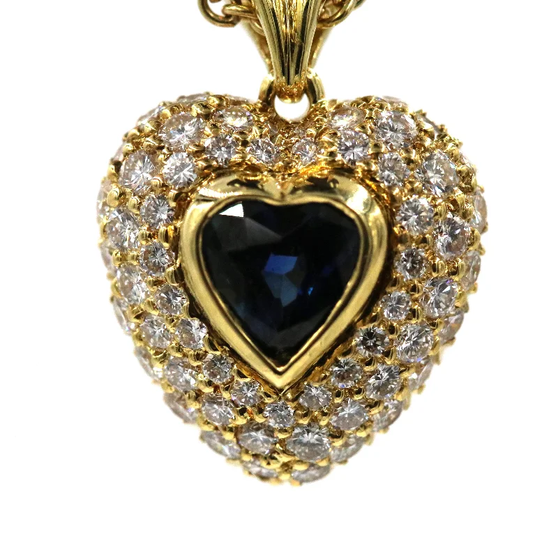 18K SAPPHIRE DIAMOND HEART PENDANT