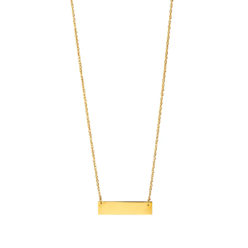 22K Gold Plated Bar Pendant Necklace