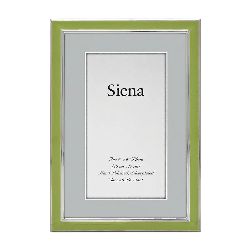 4x6 Green Enamel Silver Plated Picture Frame