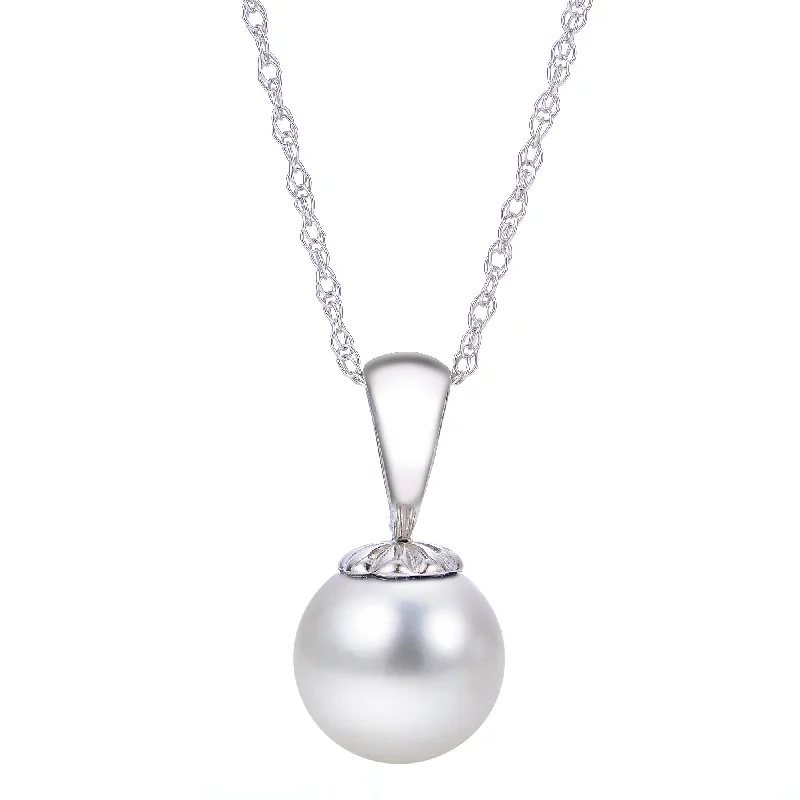 7mm Akoya Pearl 14K White Gold Pendant Necklace