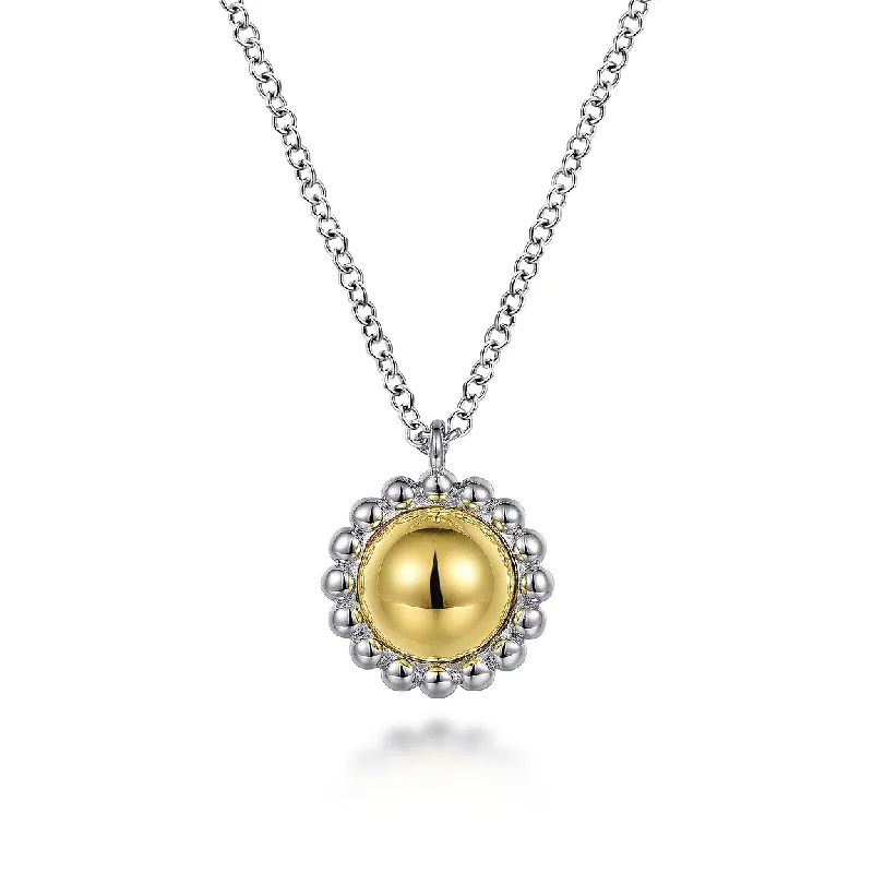 925 Sterling Silver and 14K Yellow Gold Fashion Pendant Necklace