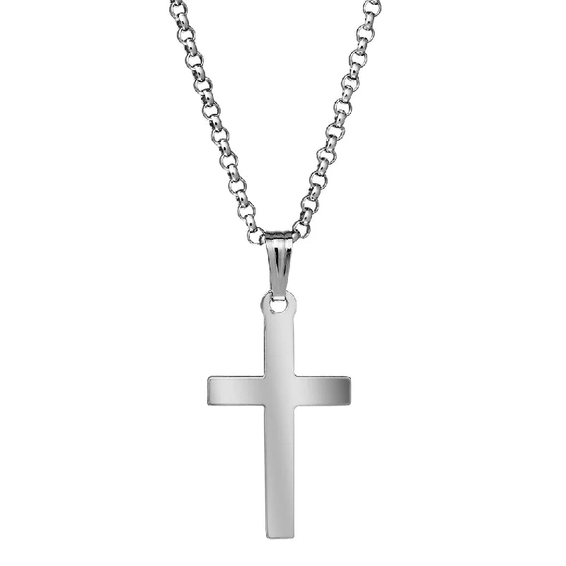 Sterling Silver 11x23mm Cross Pendant Necklace