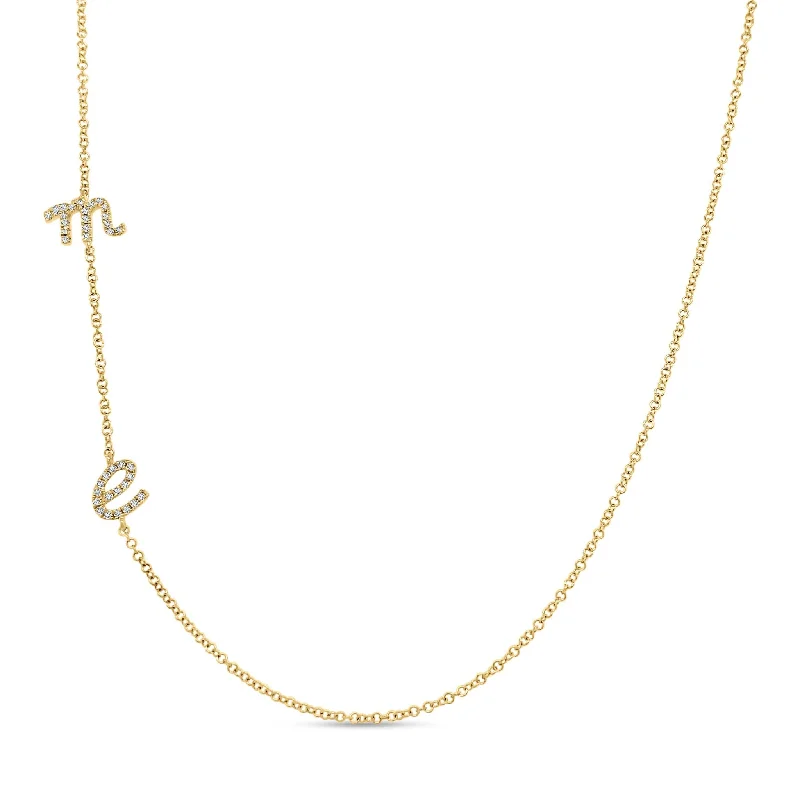 Diamond Asymmetrical Script Initial Necklace