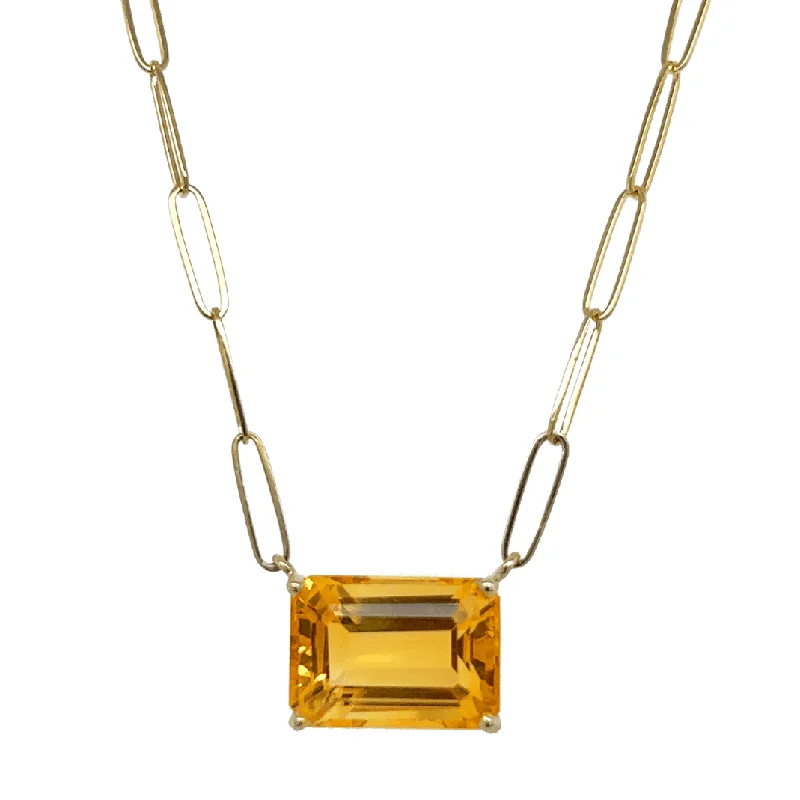 Basket Set Citrine Paper Clip Necklace