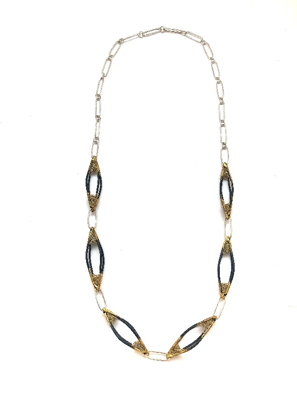 Black and Gold Cage Necklace