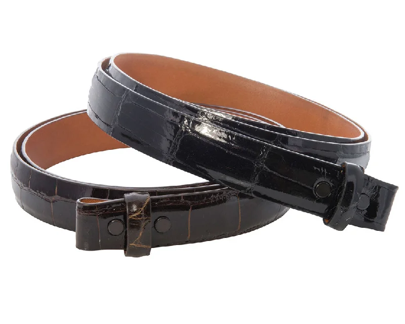 Black Glossy Alligator Belt Strap 1"