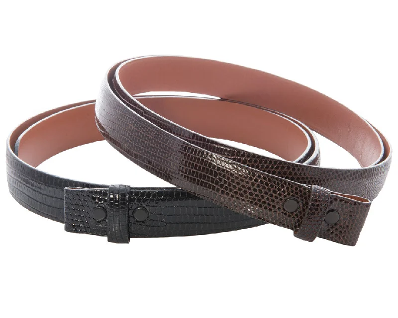 Black Glossy Lizard Belt Strap 1"