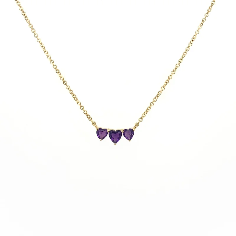 Gemstone Triple Heart Necklace