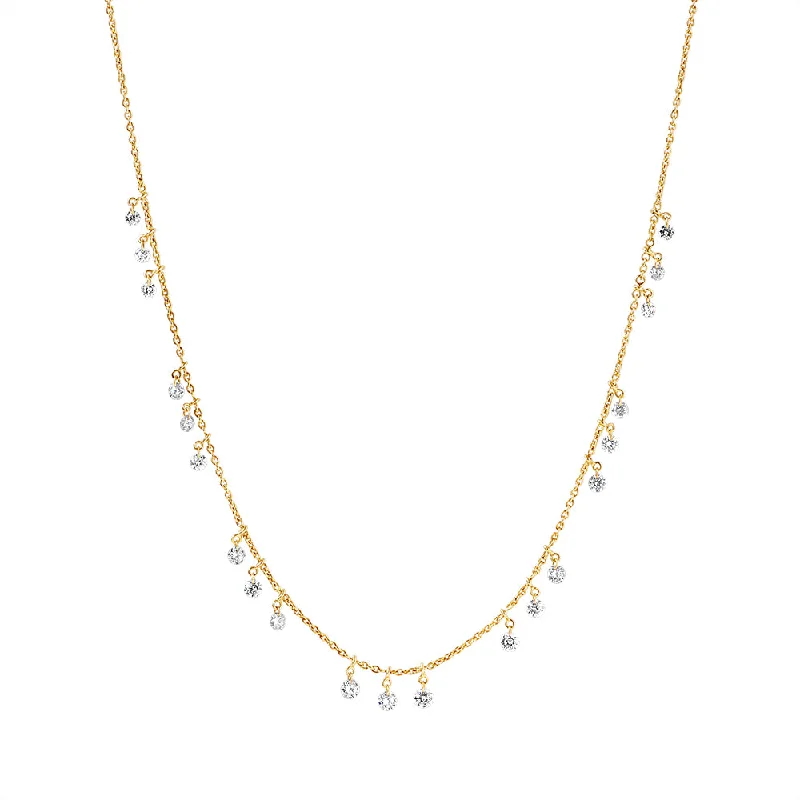 brilliant-cut round diamond fringe necklace