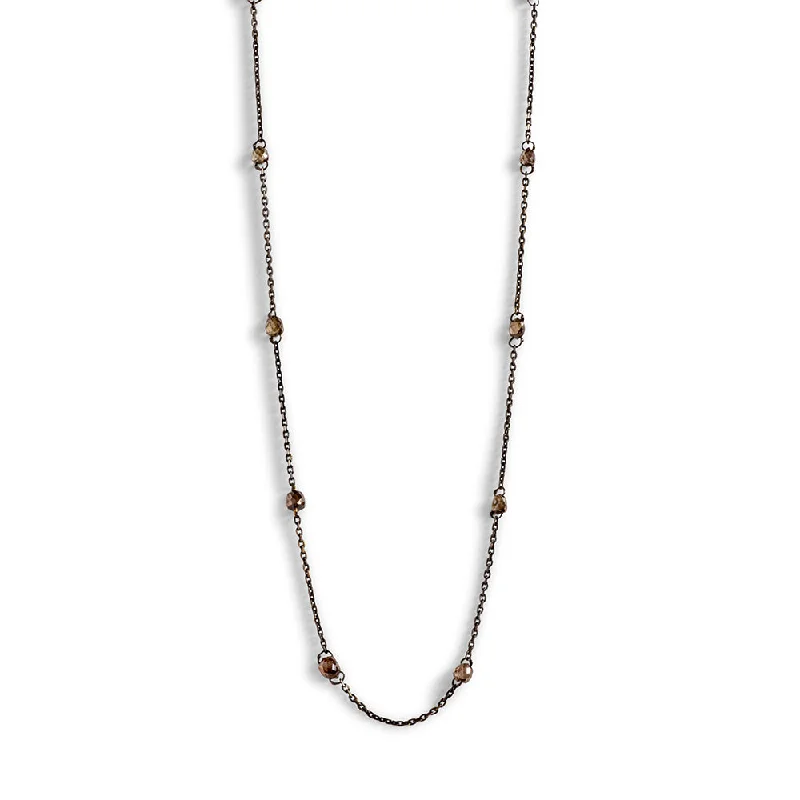 champagne diamond stations necklace