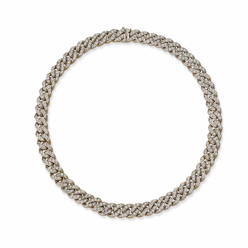 Bulgari 18K White Gold and Diamond "Gourmette" Chain Necklace