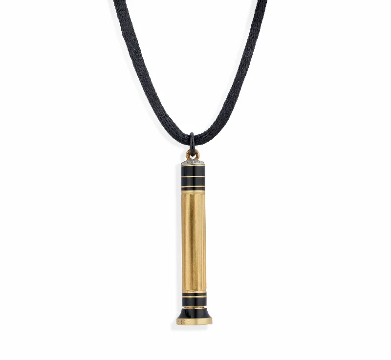 Cartier Paris Art Deco Enamel and Diamond Pencil Pendant Necklace