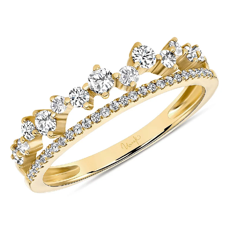 Diamond 14K Yellow Gold 2 Row Stackable Band