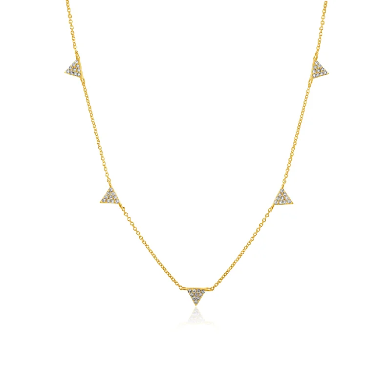 14kt Gold Diamond Triangle Necklace