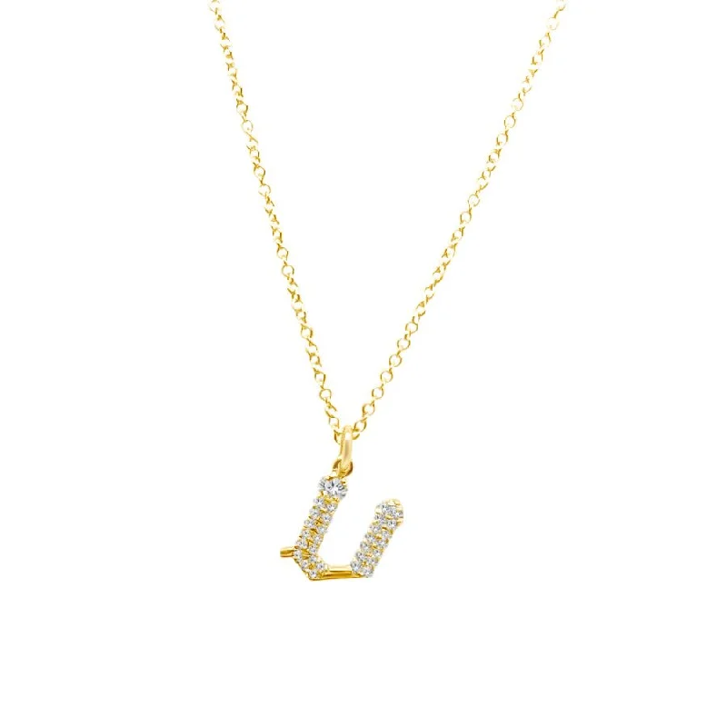 Diamond Gothic Initial Necklace