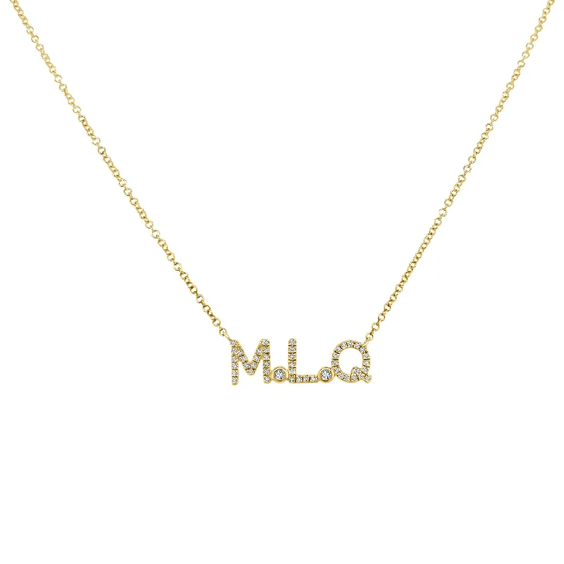 Diamond Initial & Bezel Necklace