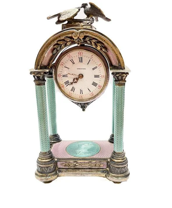 DREICER GUILLOCHE ENAMEL CLOCK