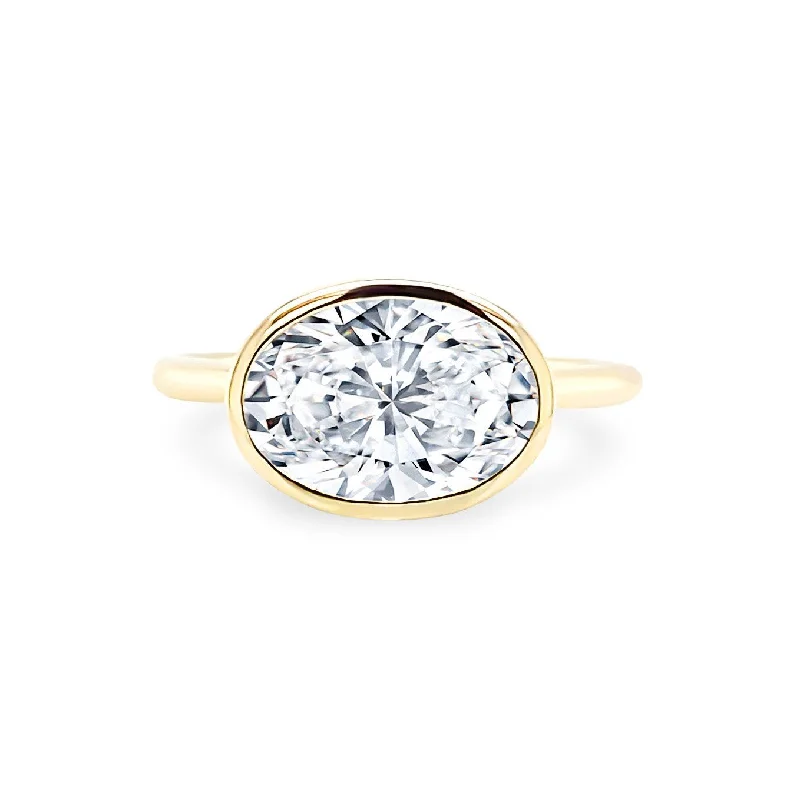 East West Bezel Set Oval Cut Solitaire