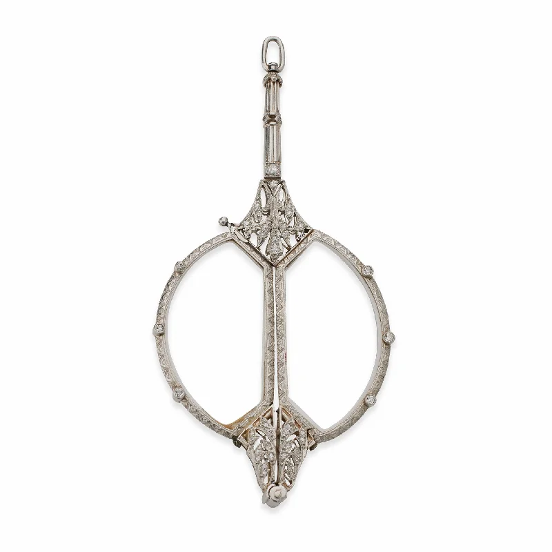 Edwardian Platinum and Diamond Lorgnette Pendant