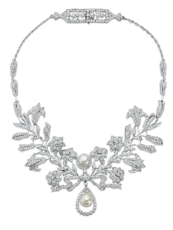 FRED LEIGHTON PEARL DIAMOND NECKLACE