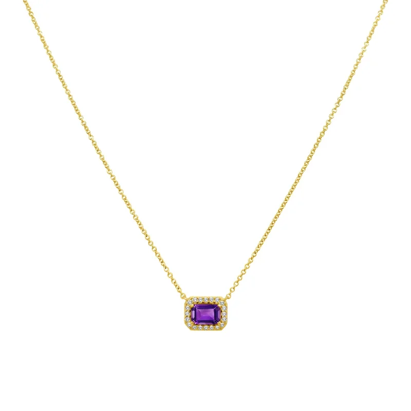 Gemstone & Diamond Halo Necklace