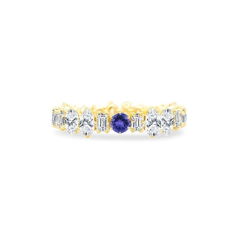 Multi Shape Gemstone and Diamond Eagle Prong Band