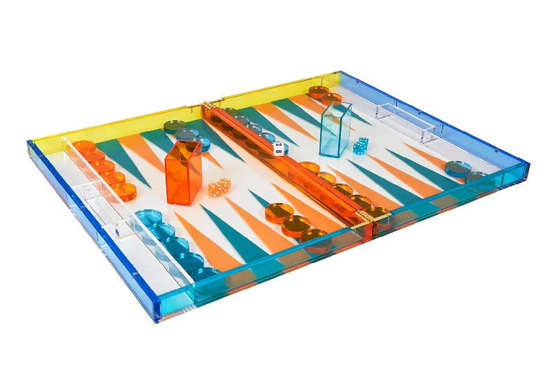 Multicolor Lucite Backgammon Set