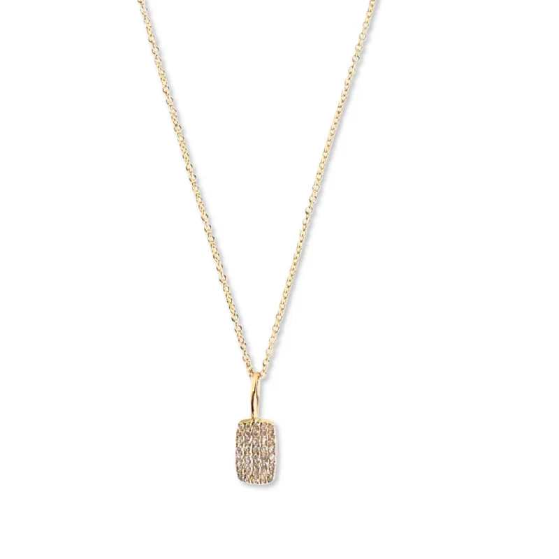 Petite Dog Tag - 14kt Gold Diamond